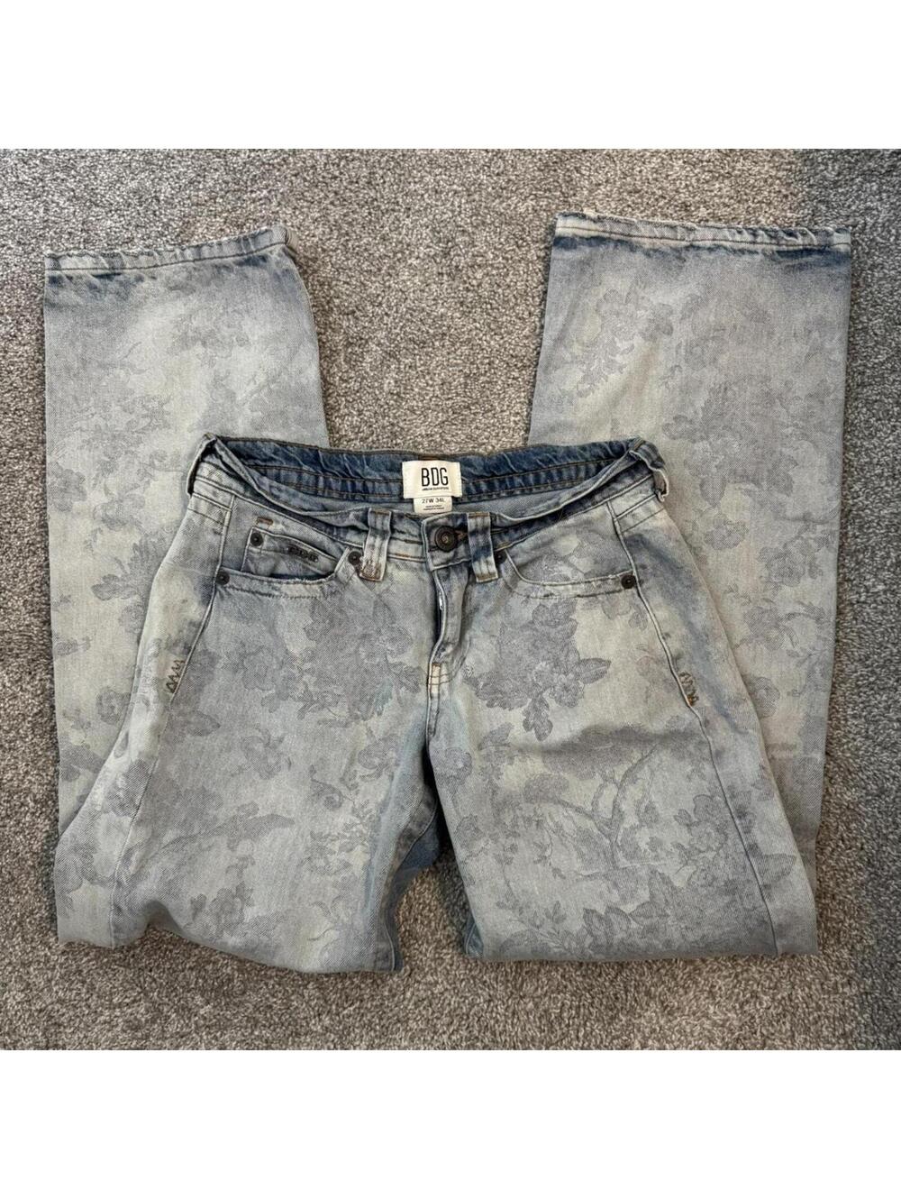 BDG Urban Outfitters Floral Acid Wash Jeans Low Rise Straight‎ Leg 27x34